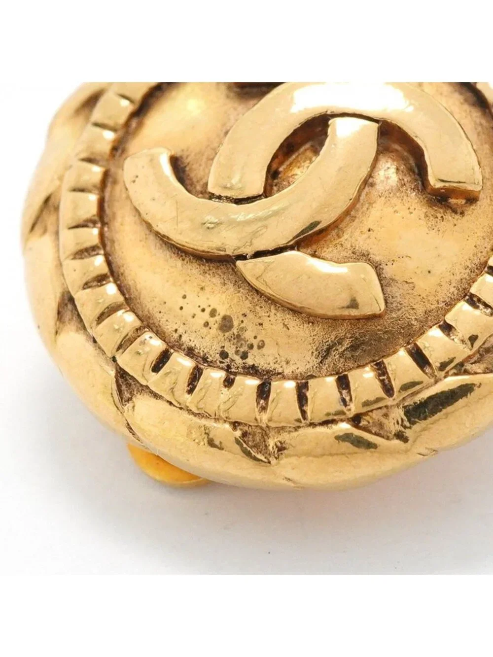 Chanel Earrings Vintage CC Logo Round